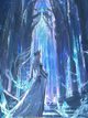 yy漫画奇幻作品冰雪女王传封面，冰系魔法少女在冰晶宫殿中的唯美插画