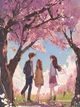 yy漫画恋爱作品恋爱侦探社封面，清新校园风男女主角在樱花树下的温馨画面