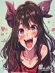 yy漫画校园作品校园小恶魔封面，俏皮女主角做鬼脸的可爱漫画风格封面